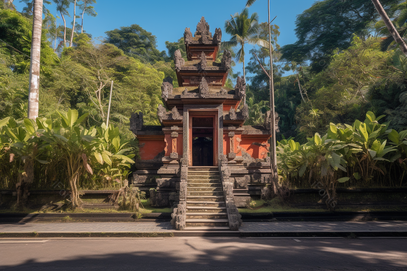 绿色实拍图丛林中印尼巴厘岛圣泉寺庙,高清,摄影图,摄影图片,图片大全,摄影图免费下载